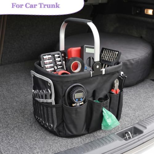 2026 Updated 24L Cleaning Caddy with Handle,10 Pocket Cleaning Basket,Black