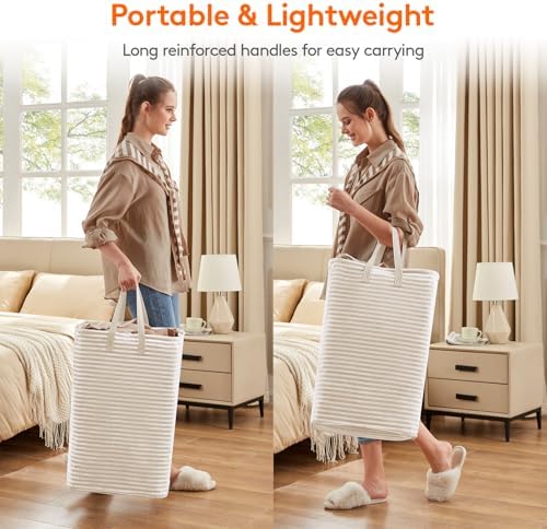 Lifewit 80L Large Laundry Baskets, Laundry Hampers Bags, 3 Pack, Beige