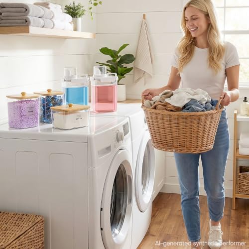 Homde Clear Laundry Detergent Dispenser: Reusable 3+2 Pack with Lids