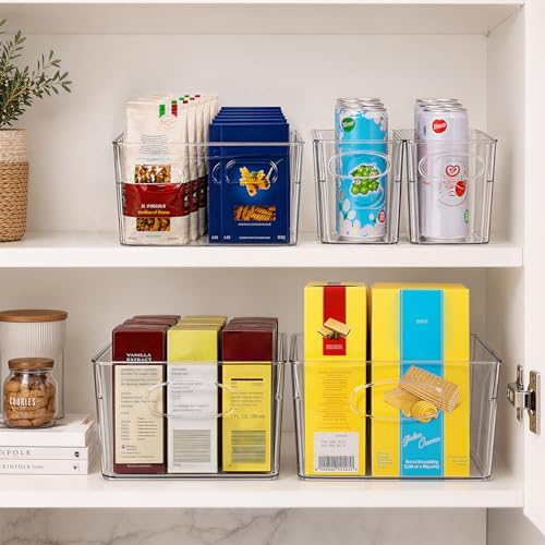 UFORU 10 Pack Clear Plastic Pantry Organizers and Storage with Handles