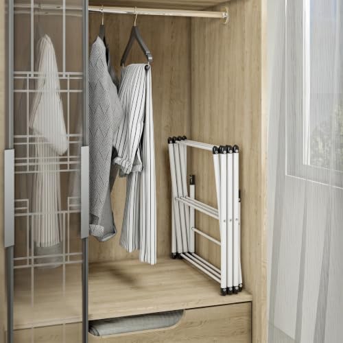 Honey-Can-Do 3-Tier Compact Clothes Drying Rack, 16 ft, No Assembly, White