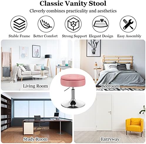 GIANTEX Adjustable Swivel Vanity Stool Set of 3, 360° Swivel 20"-26&quot...