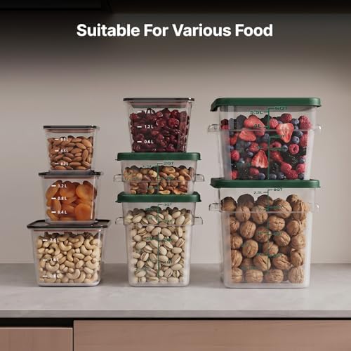 8 Pack Food Storage Containers;Stackable&Durable（0.95+1.5+2.2+3.2+4 * 4qt）