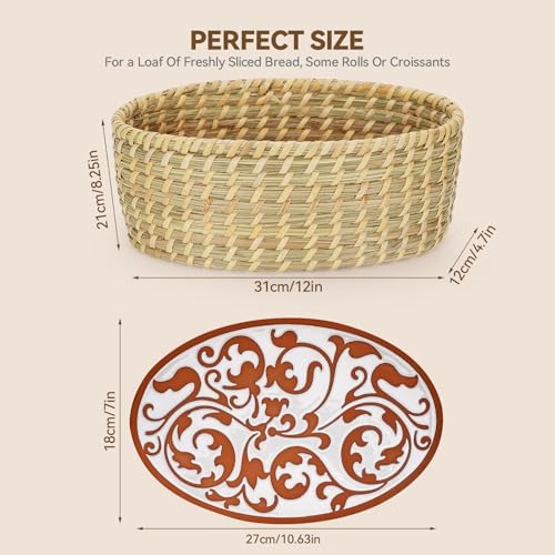 WILLOW WEAVE Natural Bread Warmer Basket with Terracotta Stone