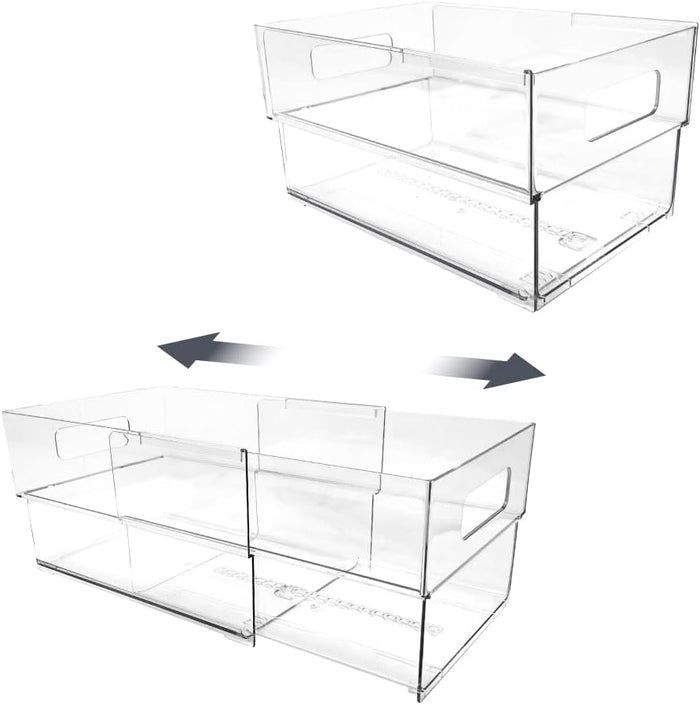 Isaac Jacobs 2-Pack Clear Expandable Storage Bins - Large