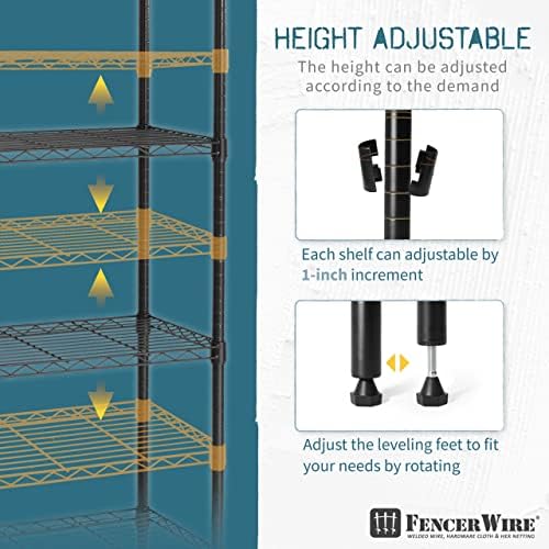 Fencer Wire NSF Adjustable Height Wire Shelving w/Liner, Basement Storage She...