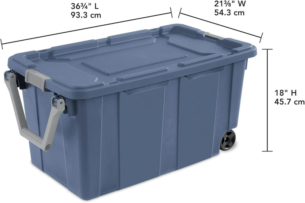 Storage Bin 40 Gallon 160 Qt Wheeled Industrial Tote Plastic Rolling Stacker ...