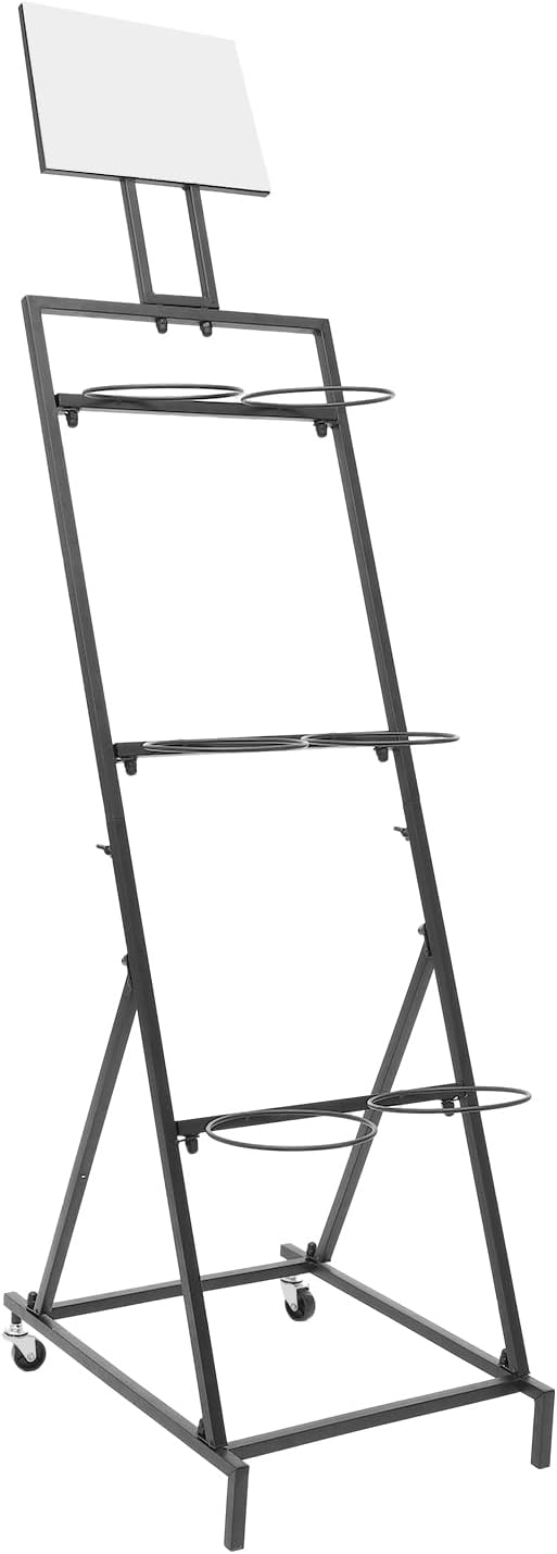 3-Tier Flower Display Stand with 6 Buckets, Commercial Metal Plant Rack with ...
