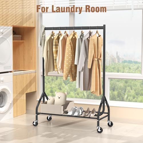 EAGMAK Heavy Duty Clothes Rack Load 420 LBS, Rolling Garment Rack with Lockab...