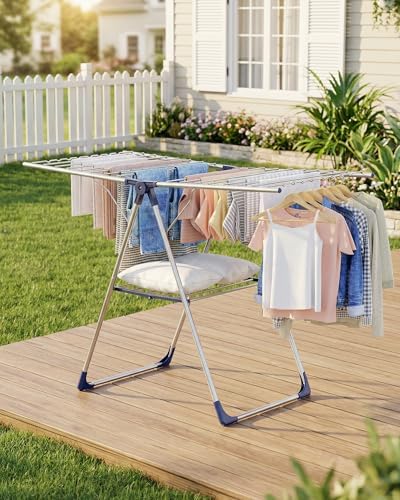 Sakugi Clothes Drying Rack, 55.5" Adjustable Wings, Foldable Design