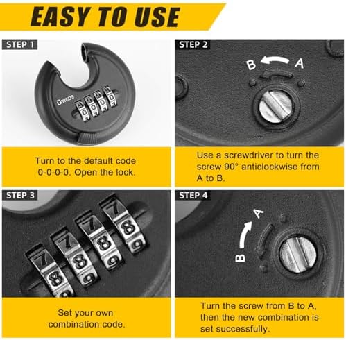 DAYGOS Combination Disc Padlocks for Outdoor - Heavy Duty 4 Digit Code Lock, ...