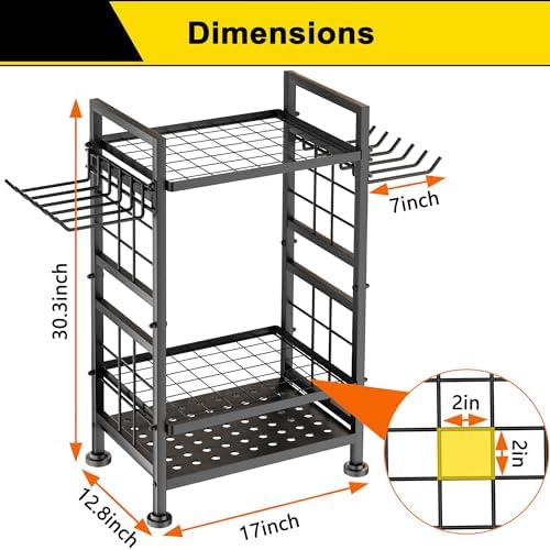 3 Tier Garden Tool Organizer, Garage Storage and Organization, Metal Yard Too...