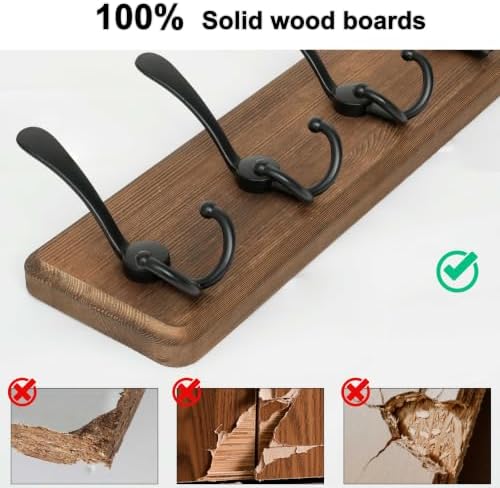 WEBI Rustic Coat Rack Wall Mount,Wood Coat Hooks Wall Mounted Coat Hanger,16&...