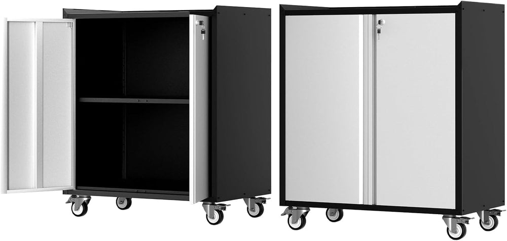 IDEALHOUSE Rolling Garage Storage Cabinet with Locking Doors - Heavy-Duty Met...