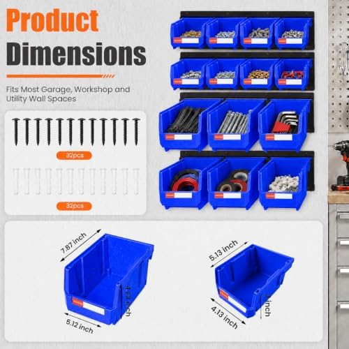14pc Wall-Mounted Storage Organizer Mixed V1 V2 Combo Blue