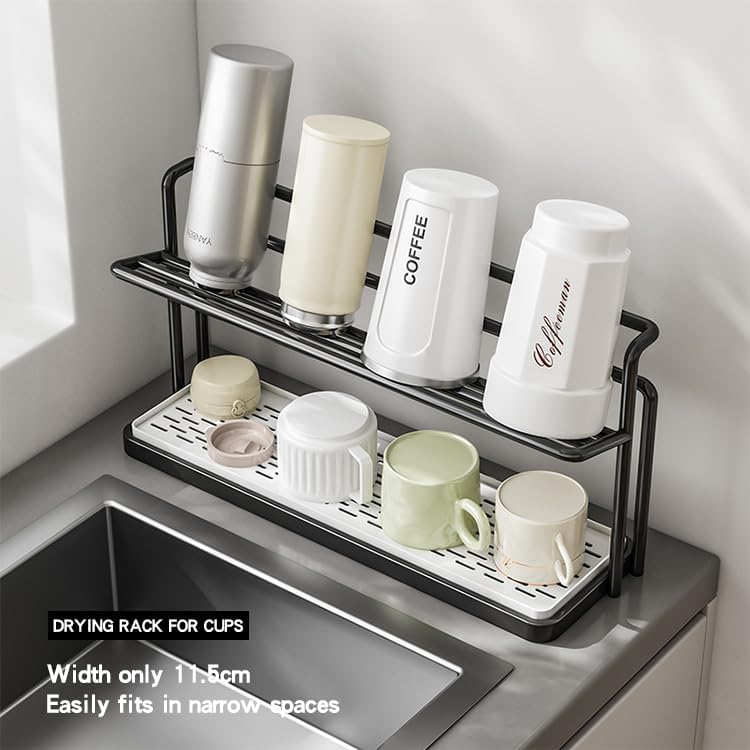 2-Tier Space-Saving Drain Rack with Removable Tray