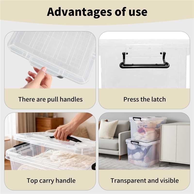 4 Pack 90 QT Plastic Storage Bins with Lids
