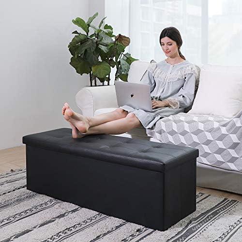 Camabel 43 Inch Folding Storage Ottoman Bench 125L Hold up 700lbs Ottoman wit...