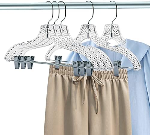 Quality Clear Plastic Skirt Hangers - 24 Pack Crystal Cut Pants Dress Durable...