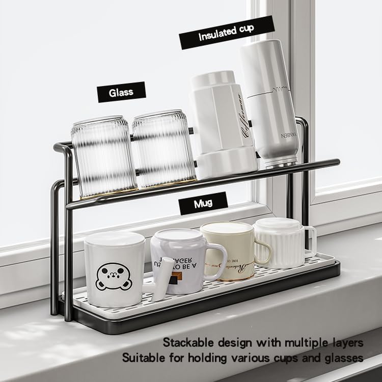 2-Tier Space-Saving Drain Rack with Removable Tray