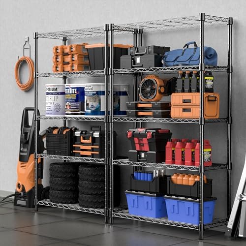 M MZG 2 PCS Storage Shelving Utility Shelving Unit 5-Tier Utility Shelving Un...
