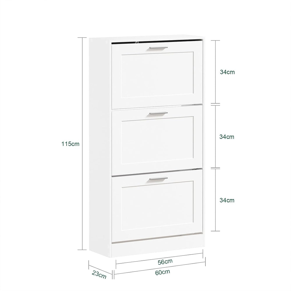 SoBuy Shoe Storage Cabinet Entryway, Freestanding Shoe Cabinet with 3 Flip-Dr...