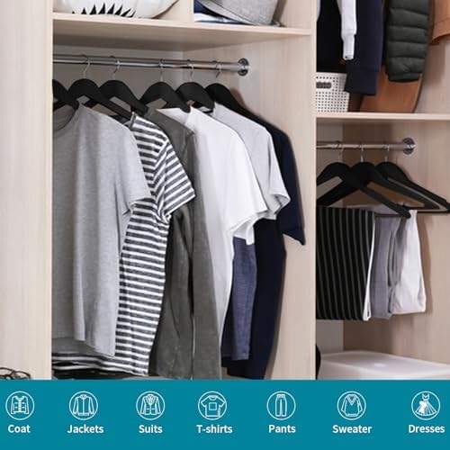ABHENG 30 Pack Wooden Coat Hangers, 360° Swivel Hook, Suit Hangers with Anti-...