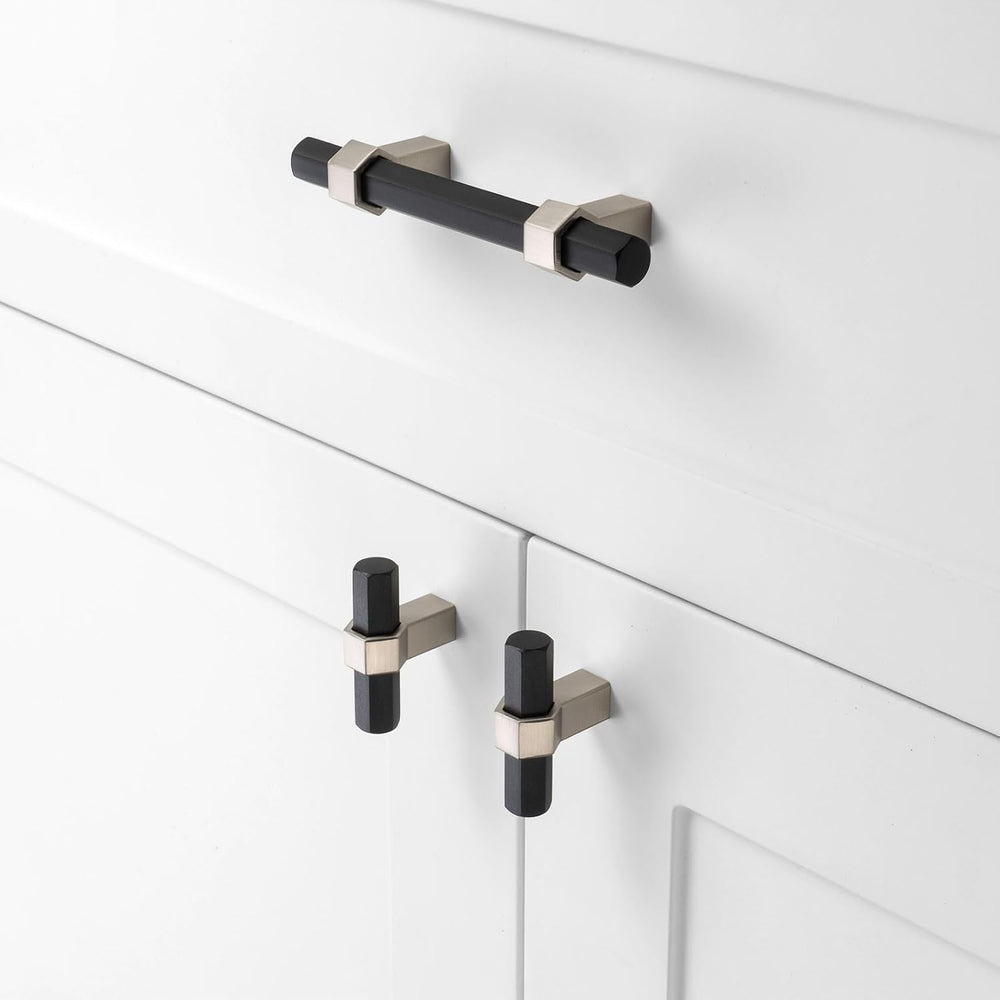 3 Inch Matte Black and Brushed Nickel Cabinet Pulls 10 Pack P1310