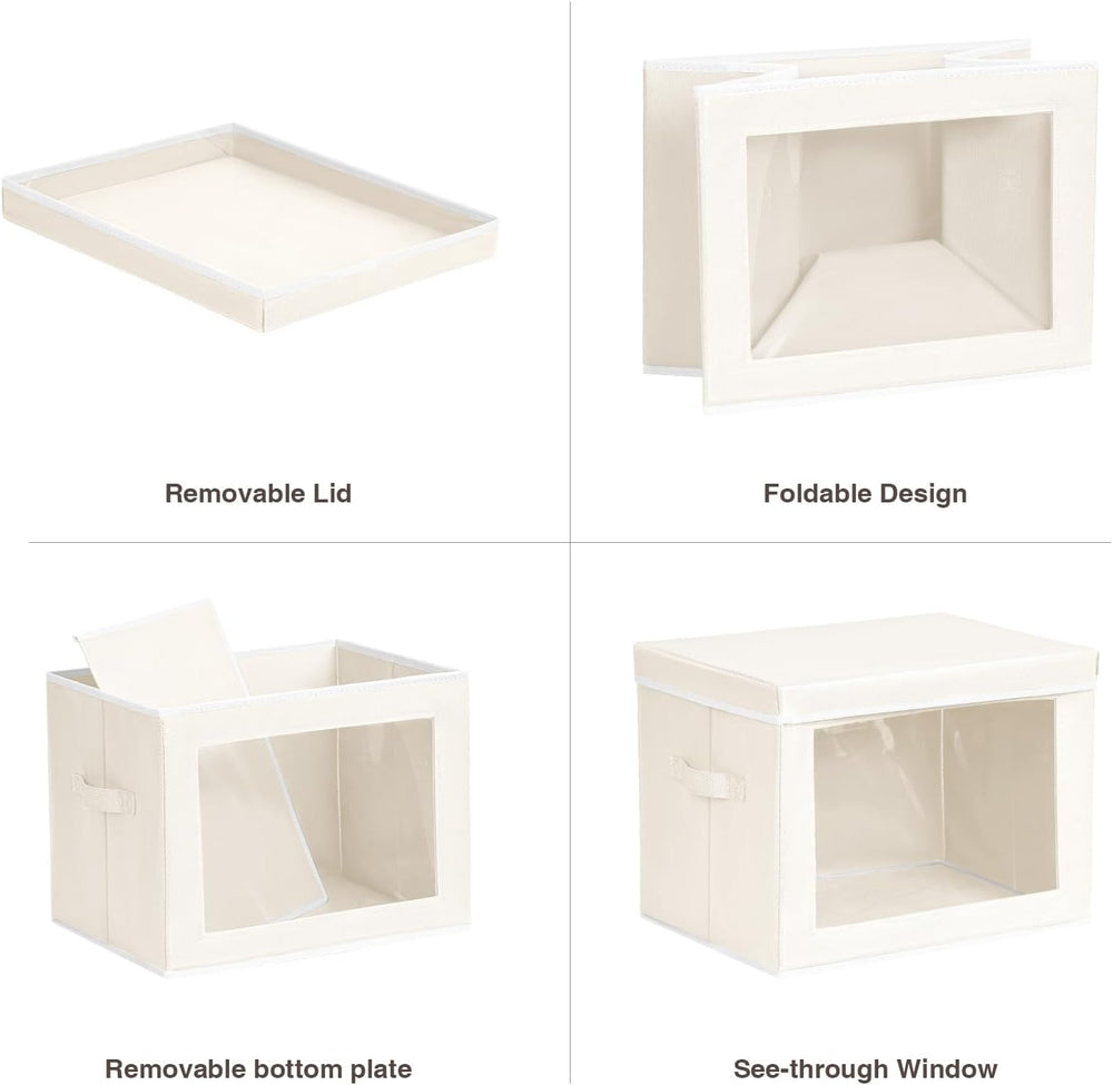 Homsorout Storage Bins with Lids, 4 Pack Large Storage Cubes with Window, Clo...