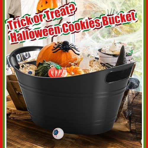 24 Pcs Oval Storage Tub with Handles Ice Buckets for Parties, Black