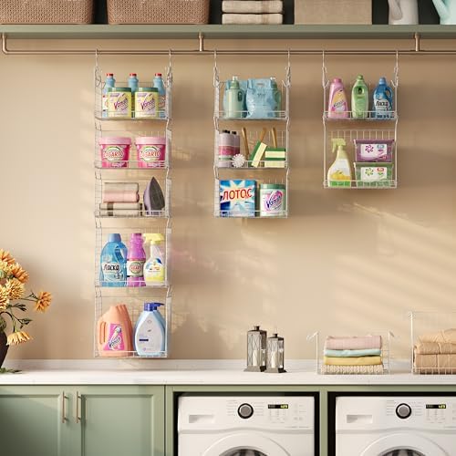 Sonyabecca 5-Tier Hanging Laundry Basket Organizer: Foldable Wire Shelf Baske...
