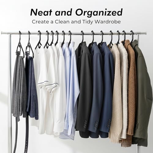 HOUSE DAY Heavy Duty Plastic Hangers 24 Pack - Thick Black Clothes Hangers