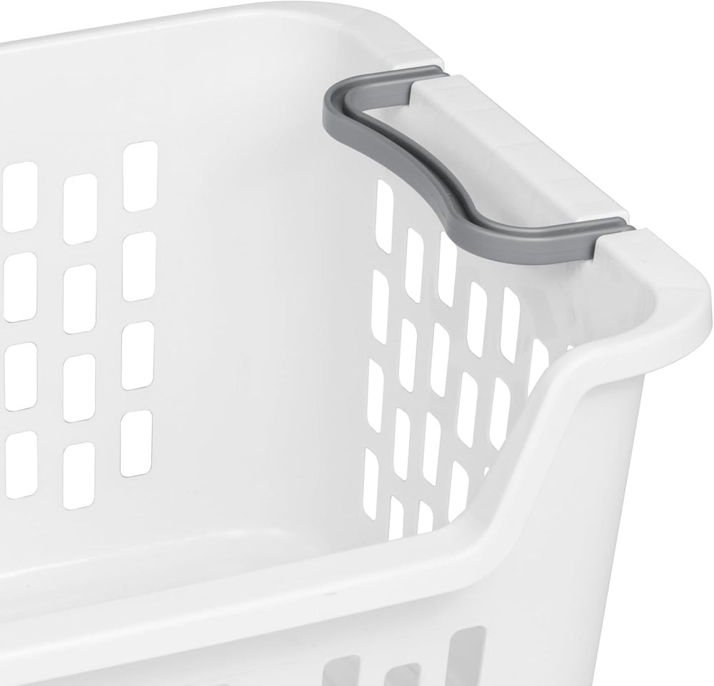 Sterilite Stacking Laundry Basket, Plastic Clothes Hamper, 6 Pack