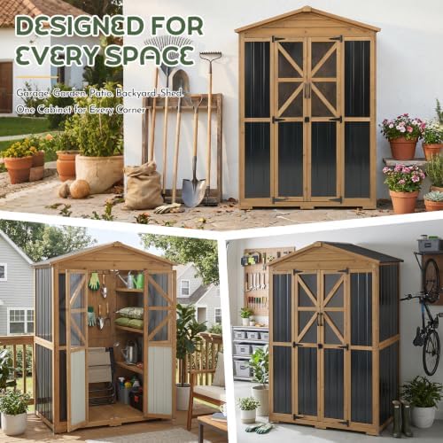 Extra Large Outdoor Storage Cabinet Weatherproof, Garden Shed with Shelves