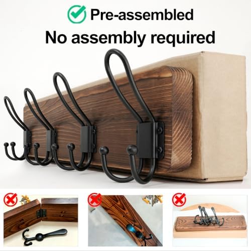 WEBI Rustic Coat Rack Wall Mount,17" Coat Hooks Wall Mounted,Fit 16&quot...