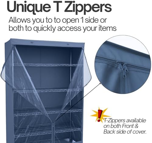 Formosa Covers Premium Clear Front Wire Shelf Cover Dusty Blue - Heavy-Duty S...