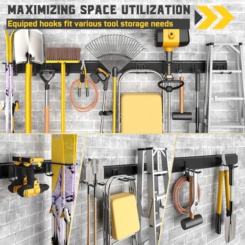 96" Garage Tool Organizer Wall Mount, 1250lbs Heavy Duty Garden Tool Sto...