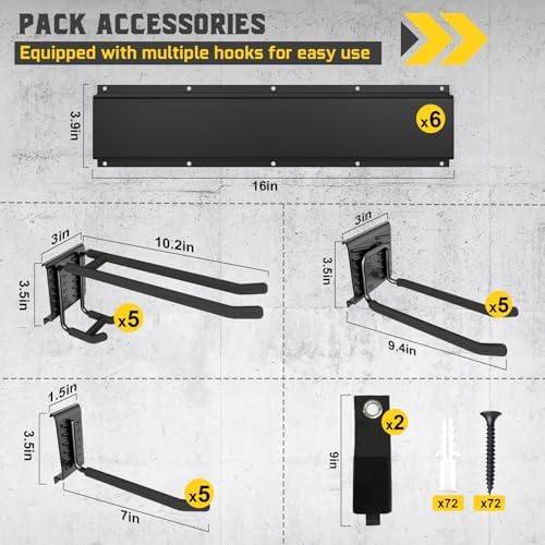96" Garage Tool Organizer Wall Mount, 1250lbs Heavy Duty Garden Tool Sto...