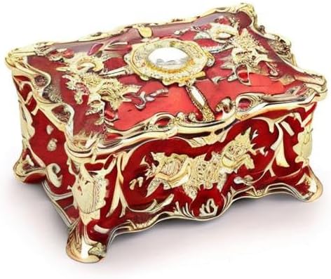 Hipiwe 2 Layer Vintage Jewelry Box Large Metal Treasure Chest Csase