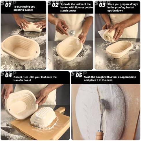 6-Pack 8 Inch Oval Sourdough Bread Proofing Basket