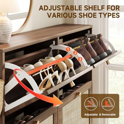 Nicetree Shoe Cabinet Storage for Entryway, 4-Flip Drawer Narrow Shoe Rack wi...