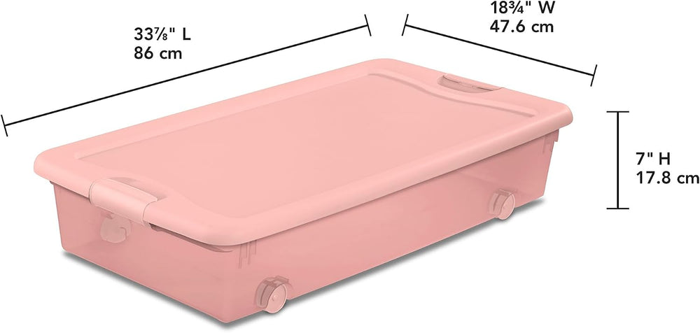 Sterilite Wheeled Latching Box w/Lids for Home & Office, 56 Quart, 4-Pack