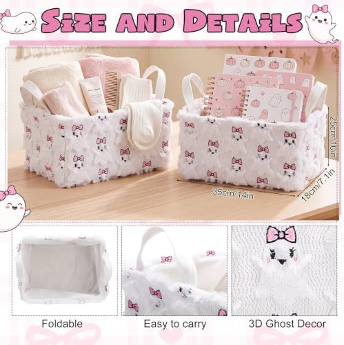 2 Pcs Halloween Ghost Storage Baskets Trick or Treat Candy Bucket