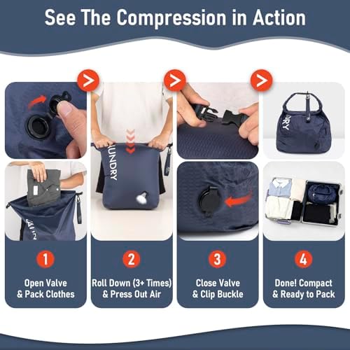 WiseBoy 2 Pack Travel Laundry Bag, Compression Storage for Dirty Clothes
