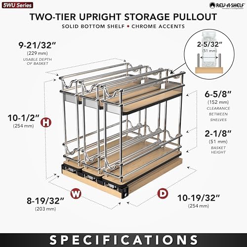 Rev-A-Shelf Narrow 9" W Pullout Triple Organizer for Cabinets
