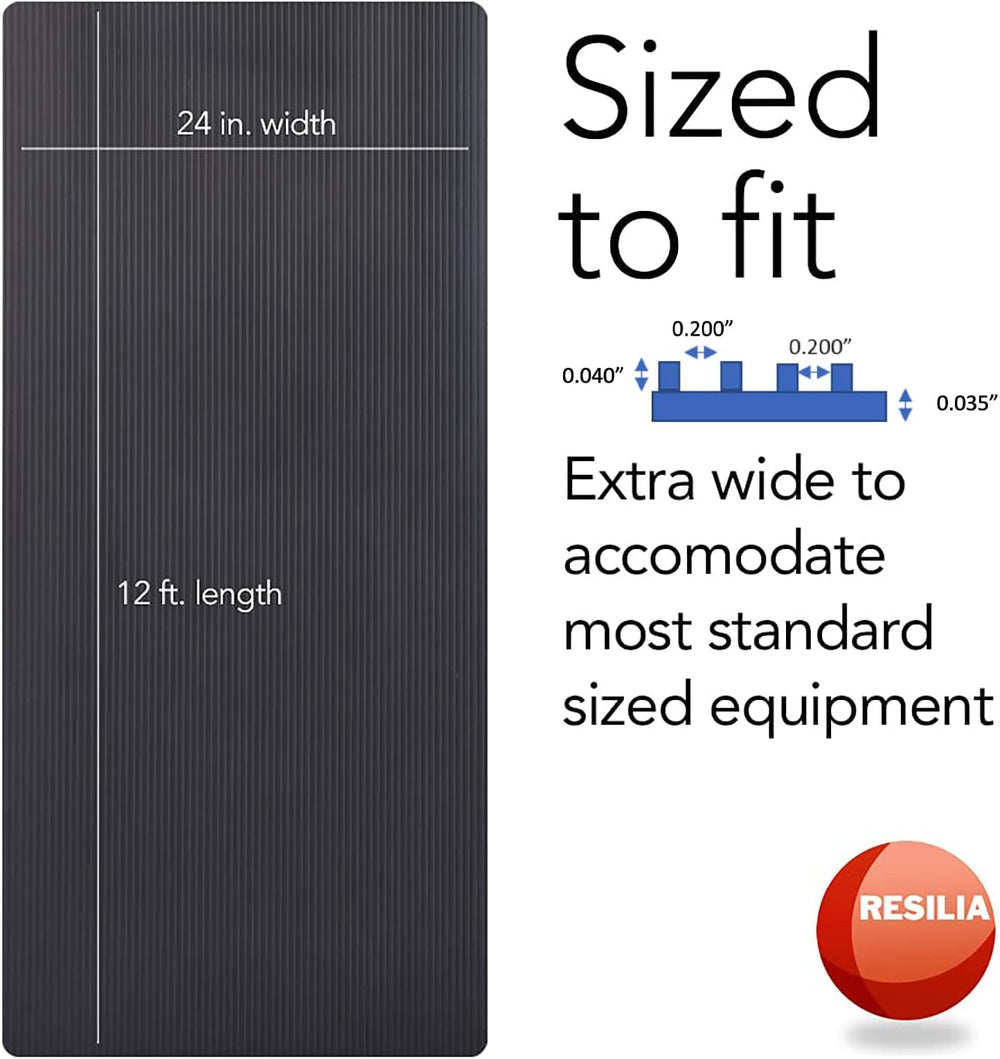 RESILIA Utility Runner- 24 inch Wide Black Plastic- Embossed Wide Rib Pattern...