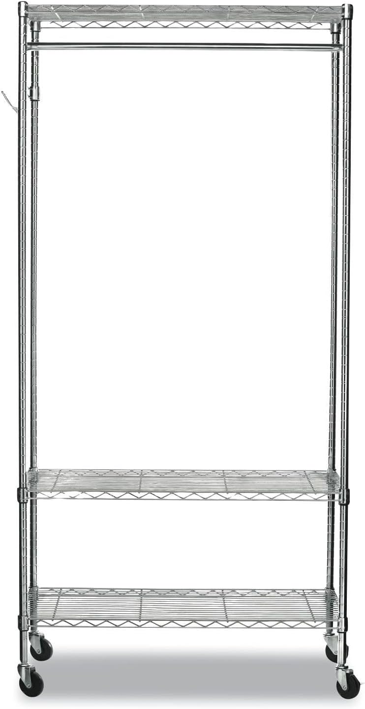 Alera Wire Shelving Garment Rack, 40 Garments, 48w X 18d X 75h, Silver