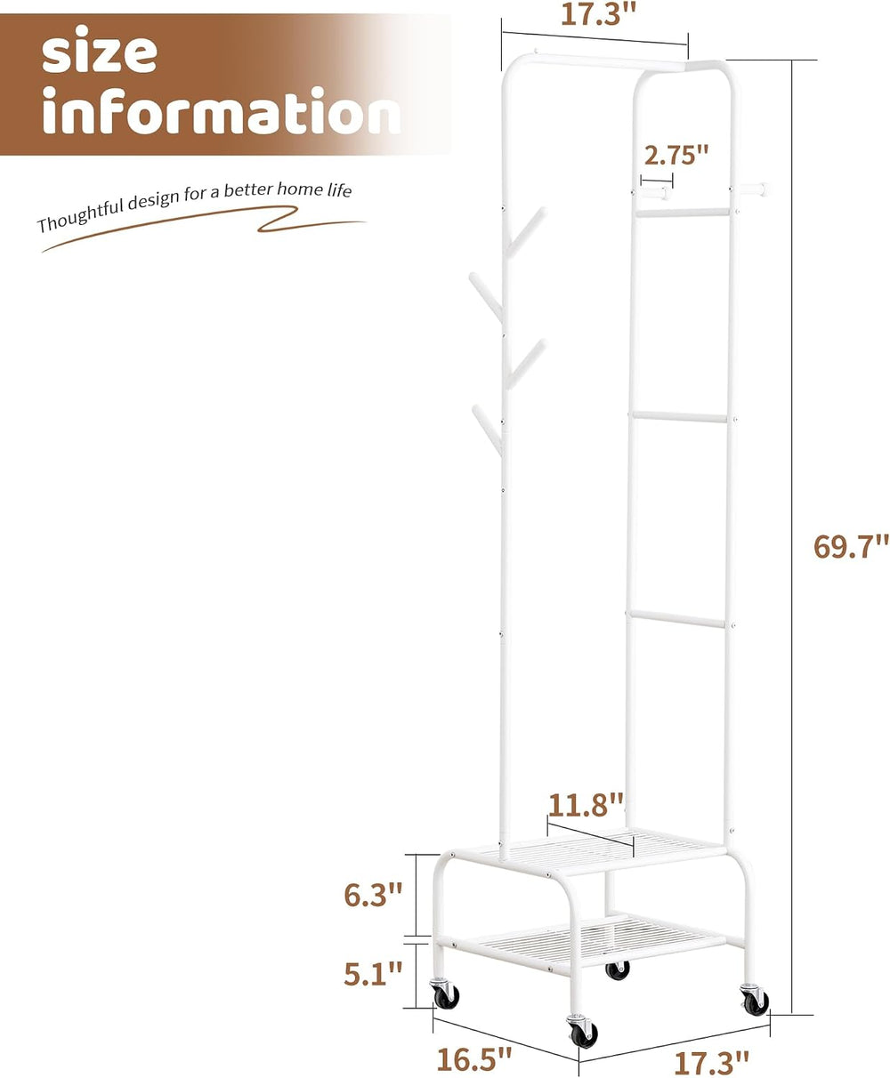 Heavy Duty Clothing Rack with Wheels, Garment Rack, Freestanding Coat Rack wi...