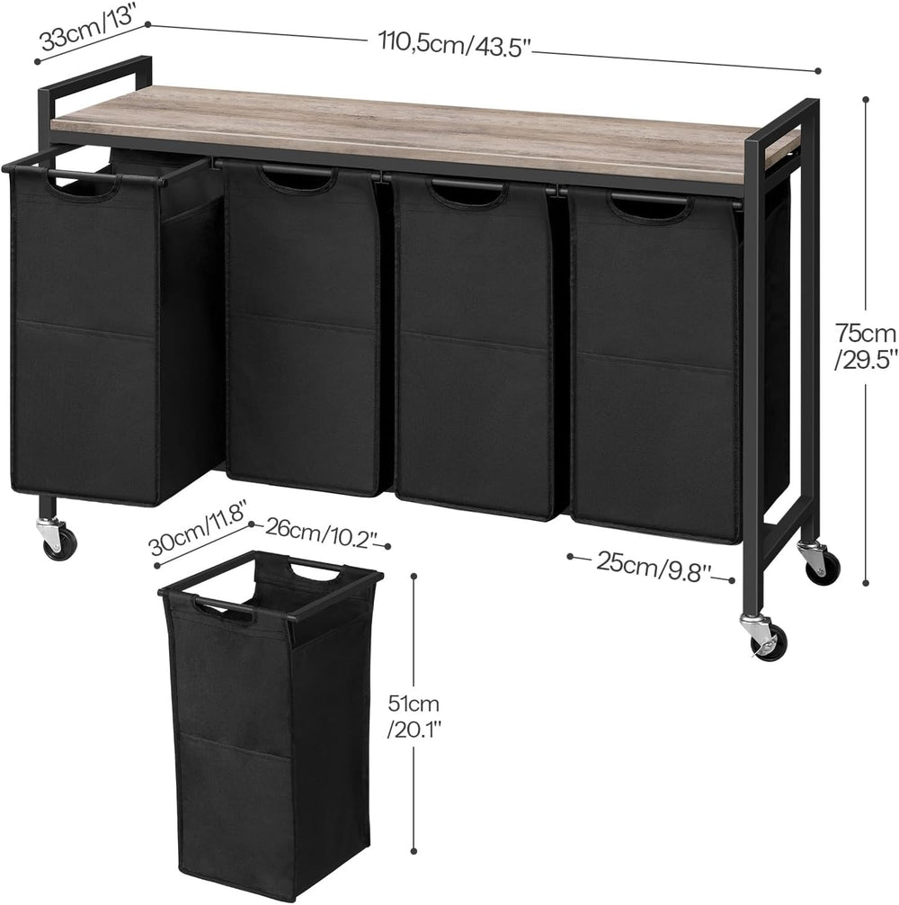 HOOBRO Laundry Sorter 4 Sections, Laundry Hamper with Wheels, 42 Gal (160 L),...