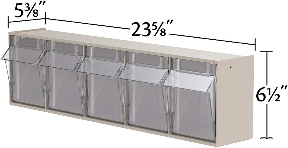 Akro-Mils TiltView Plastic Storage Cabinet with 5 Tilt Out Bins, Horizontal P...